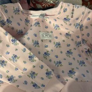 The Children's Place Pink Sweatshirt with Blue Floral Print